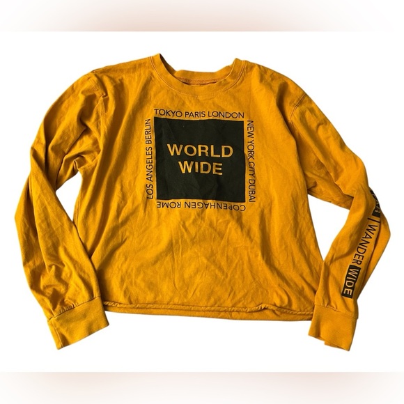 Mighty Fine Yellow Crop Top long sleeve XL - Picture 1 of 5